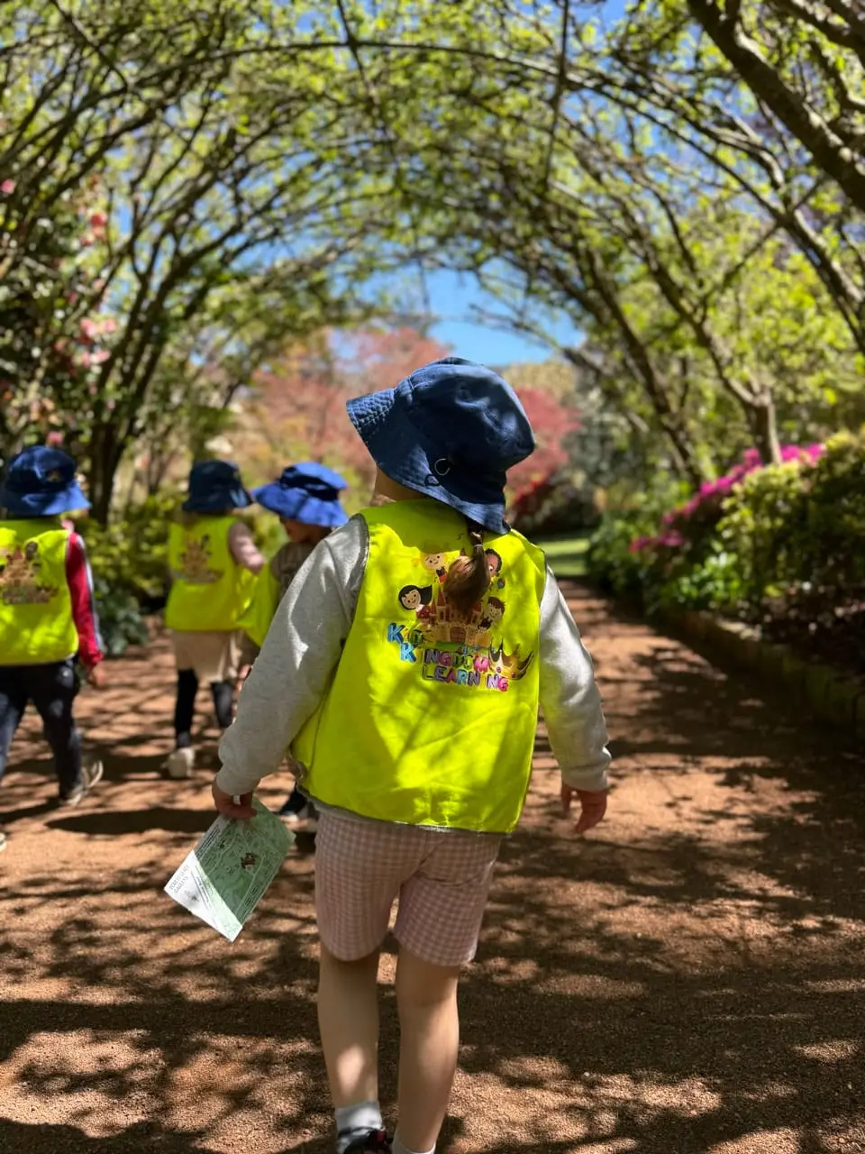 A child exploring outdoors on a nature walk at Kids Kingdom